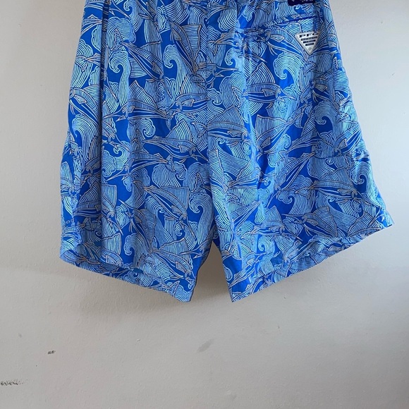 Columbia Blue Swim Trunks Quick-Dry Elastic Waist - Picture 7 of 10